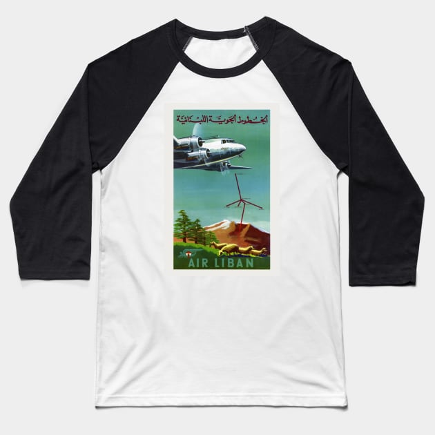 Air Liban Lebanon Vintage Poster Baseball T-Shirt by vintagetreasure